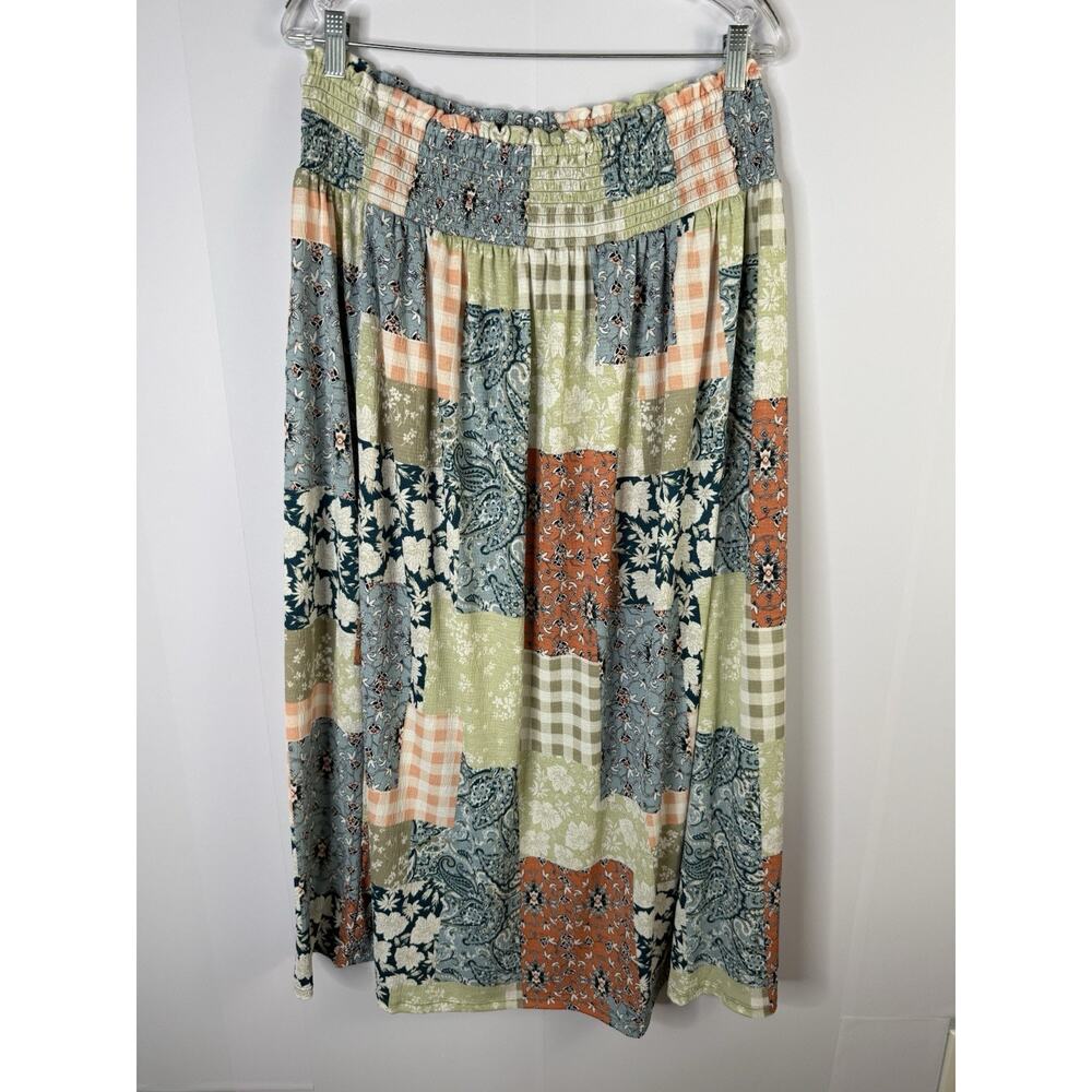 Cato Patchwork Button Front Maxi Skirt Size L Boh… - image 4